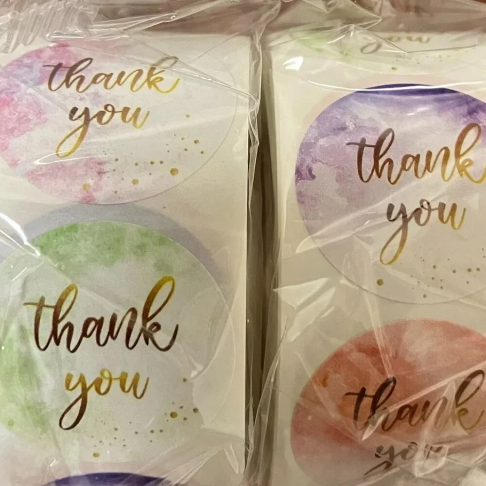 1500 Stickers - 3 x 500 Thank You Self Adhesive Stickers NEW TAX Write off